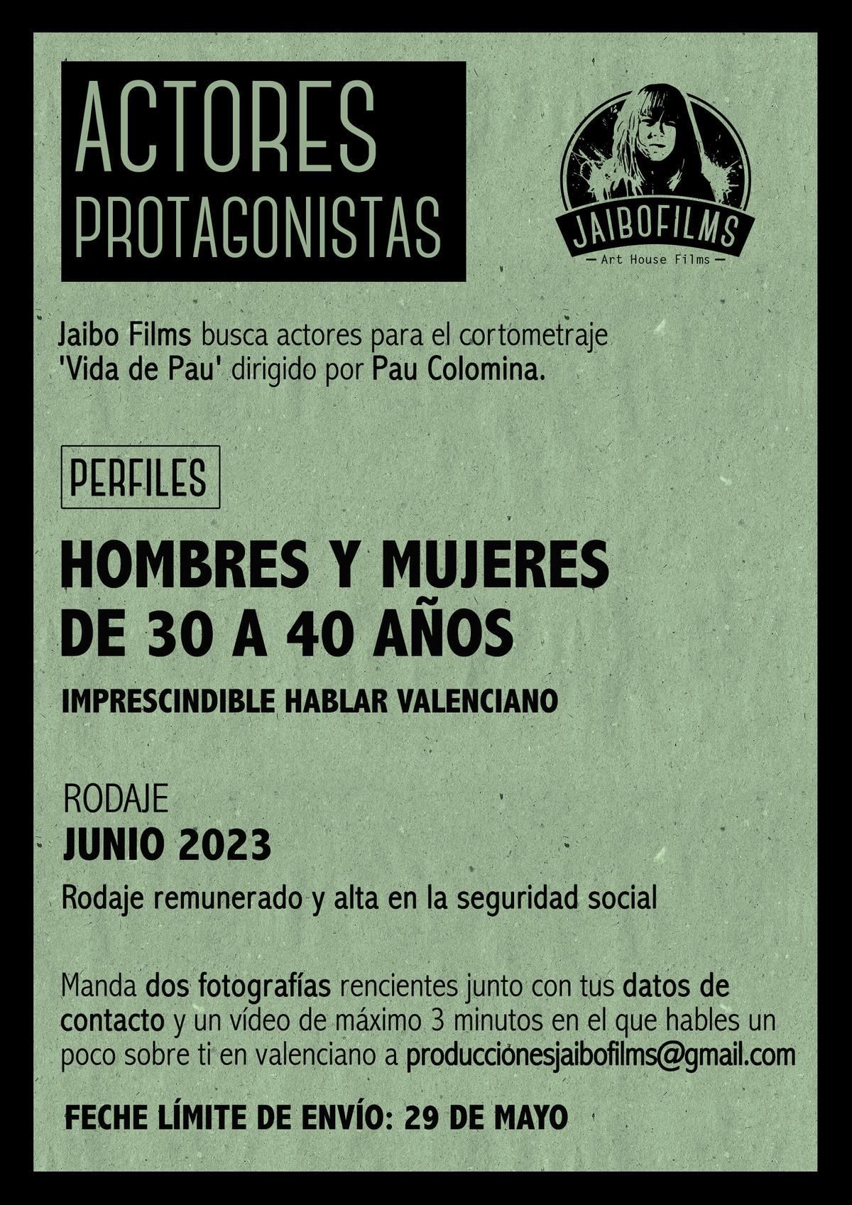 Cartel del casting de Jaibo Films