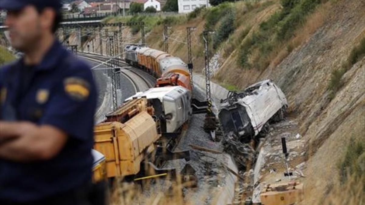 El tren siniestrado en Santiago de Compostela en julio del 2013.