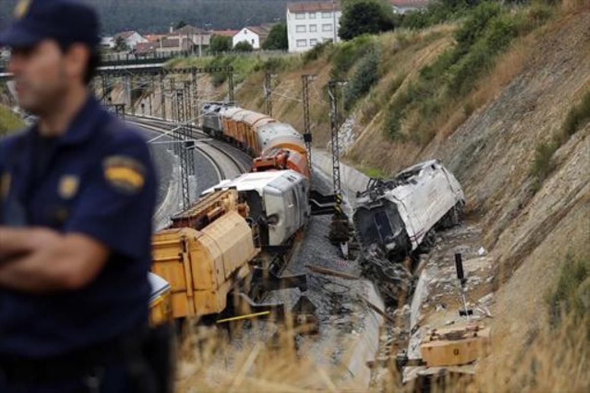 El tren sinistrat a Santiago de Compostel·la el juliol del 2013.