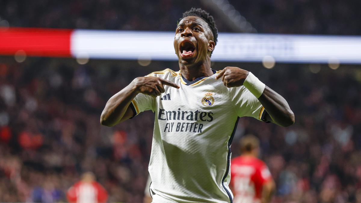 Vinicius, en un partido contra el Atlético en el Metropolitano.