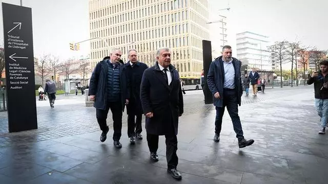 Llega el presidente Joan Laporta a la Ciutat de la Justicia para declarar por el Caso Reus