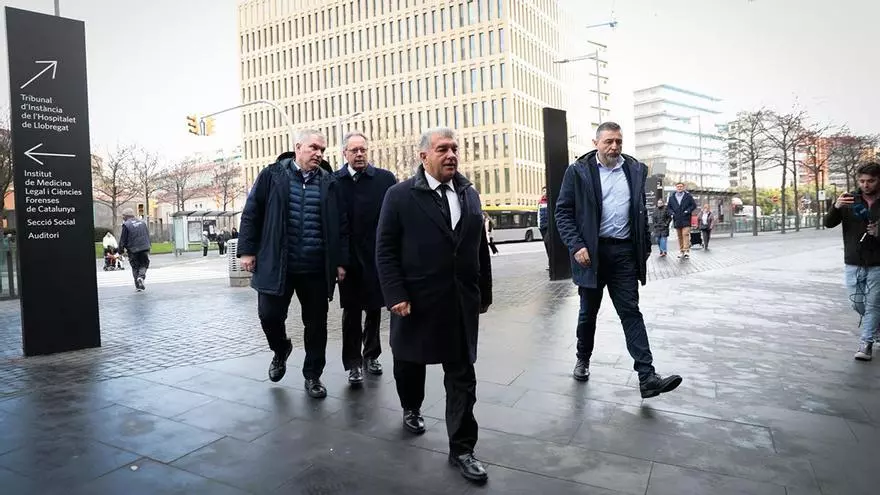 Llega el presidente Joan Laporta a la Ciutat de la Justicia para declarar por el Caso Reus