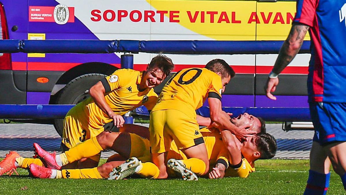 Último gol del Hércules, el pasado día 13 en la victoria ante el Atlético Levante (0-1). | LOF