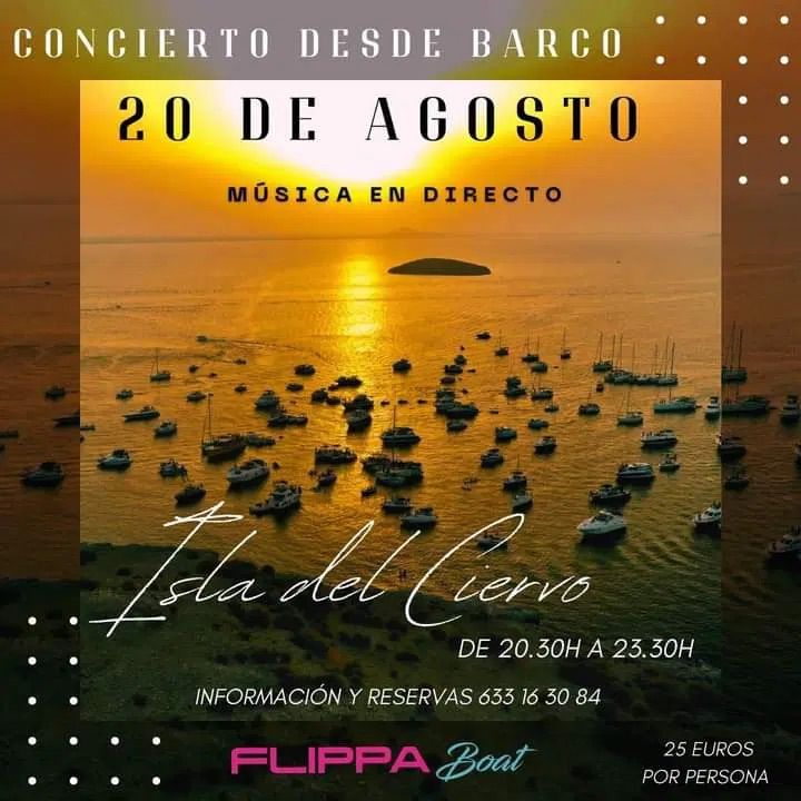 Cartel para anunciar el concierto del 20 de agosto en Isla del Ciervo.