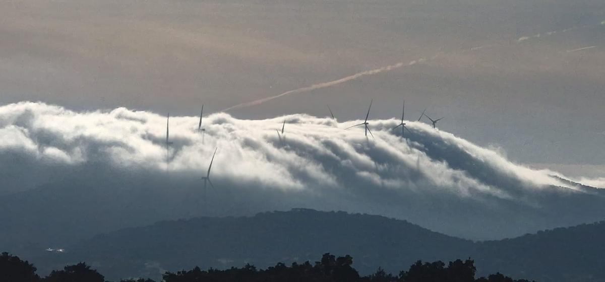 Vista de los aerogeneradores de Merengue, en una imagen tomada esta semana.