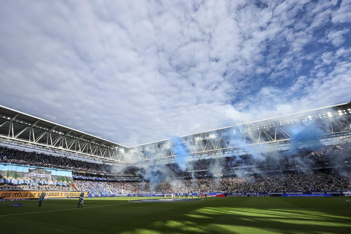 Imagen del estadio del Espanyol antes del partido frente al Elche.