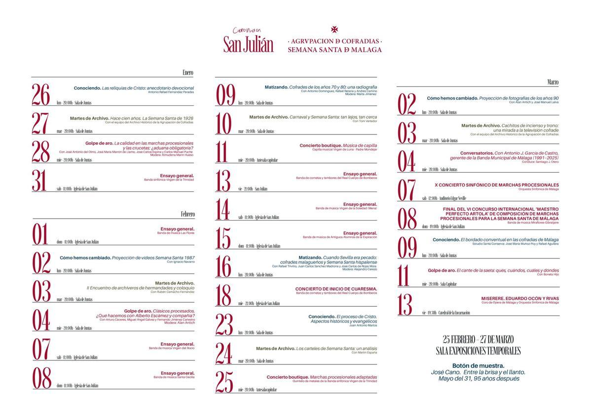 Programa de actividades de la tercera edición de Cuaresma en San Julián.