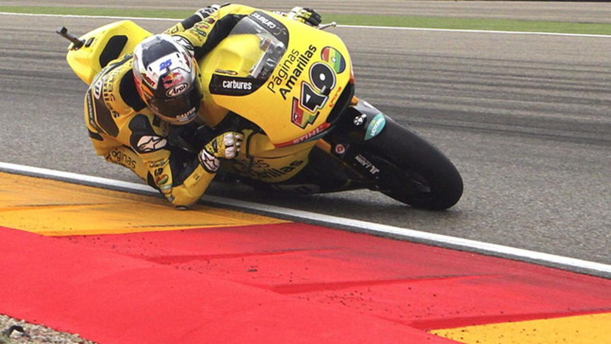 Maverick Viñales, durante la disputa del Gran Premio de Aragón de Motociclismo, de Moto2, hoy en el circuito de Motorland