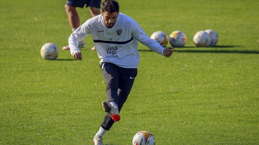 Antoñín, entrenando esta semana en las instalaciones de La Rosaleda.