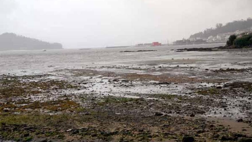 Vista de la playa de A Seca, tras el traslado del Nautilus