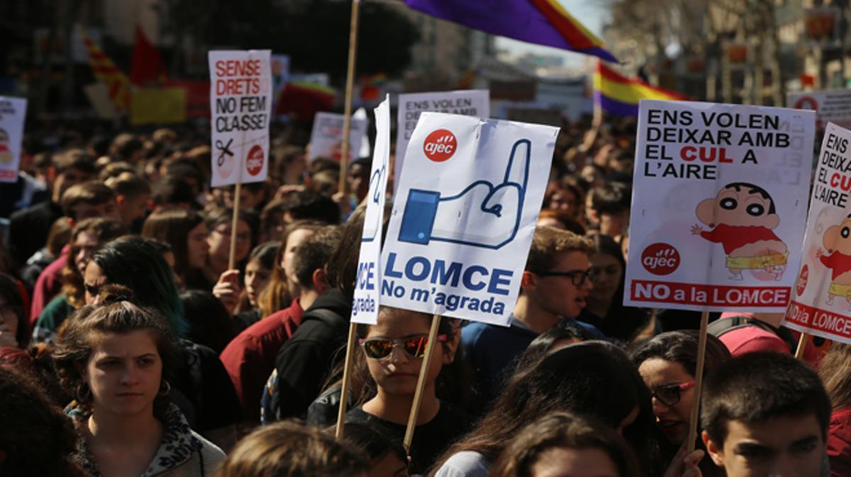 La manifestació del 9-M pels carrers de Barcelona.