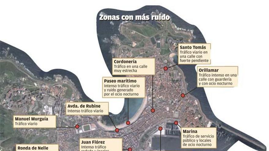 Los puntos negros del ruido en la ciudad de A Coruña