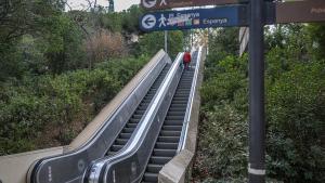 Las primeras escaleras de Montjuïc que se prevén sustituir a partir de septiembre de 2024.