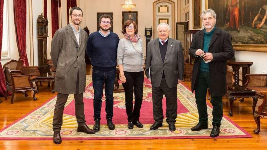 Lado, Sande, Fernández, Alonso y Rivas, en la presentación del homenaje a Rafael Bárez.