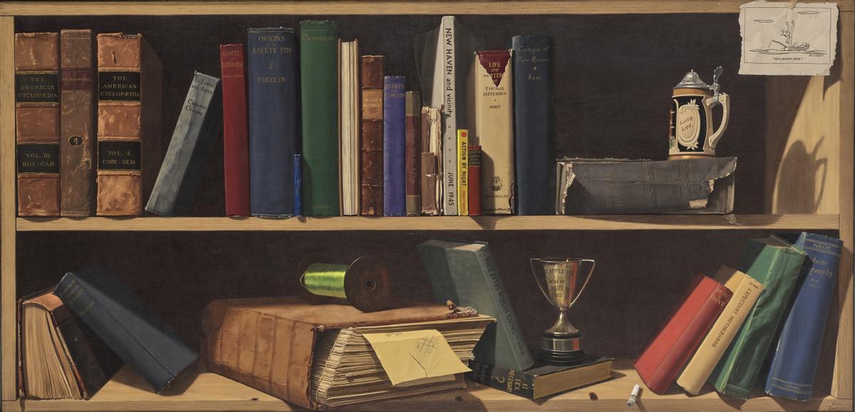 'La librería' (1951), de Kenneth Davies. Óleo sobre lienzo.
