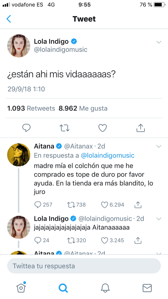 Tweets de las extriunfitas Aitana y Lola Índigo