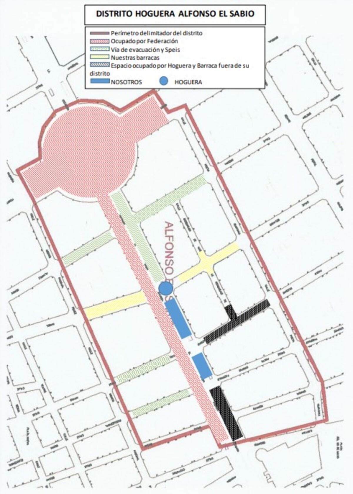 Plano difundido por la hoguera Alfonso el Sabio sobre la ocupación en el distrito