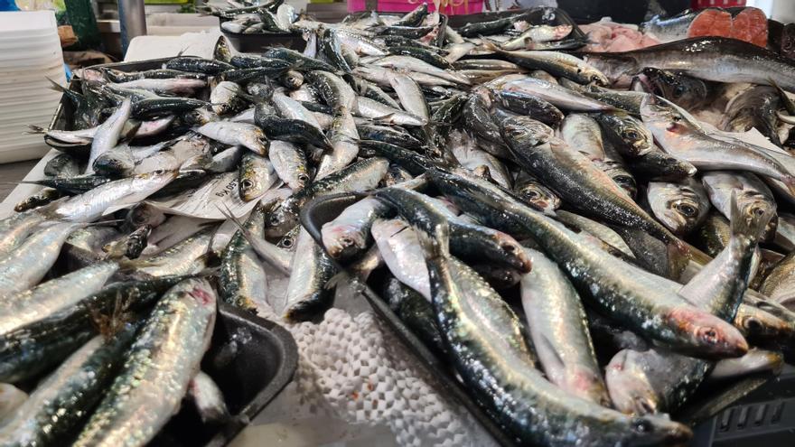 Sardiñas á venda no Mercado de Abastos de Vilagarcía.