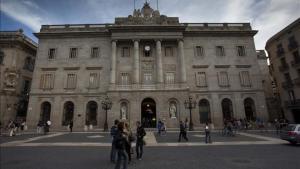 Fachada del Ayuntamiento de Barcelona, en la plaza Sant Jaume.