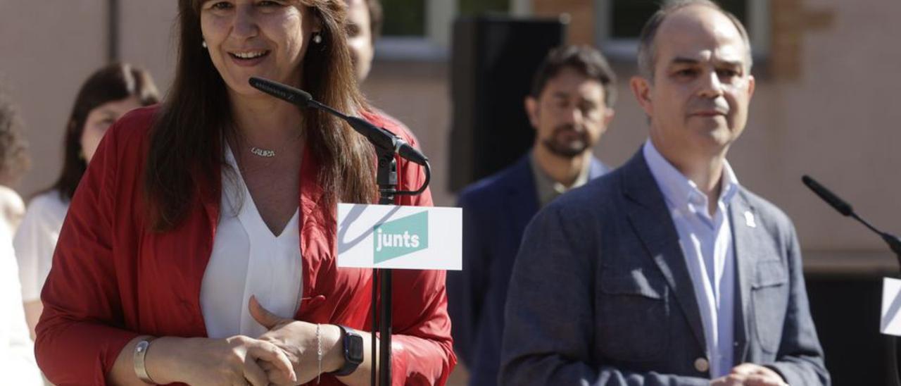 Laura Borràs i Jordi Turull, ahir al matí.  | EFE