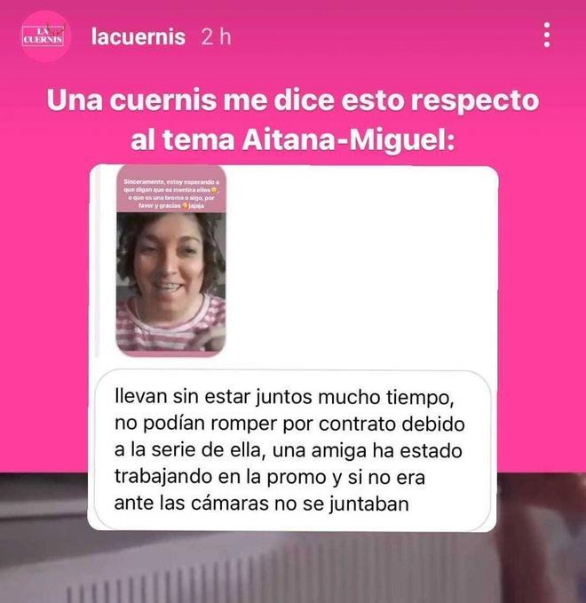 La Cuernis sobre ruptura de Aitana y Miguel Bernardeau