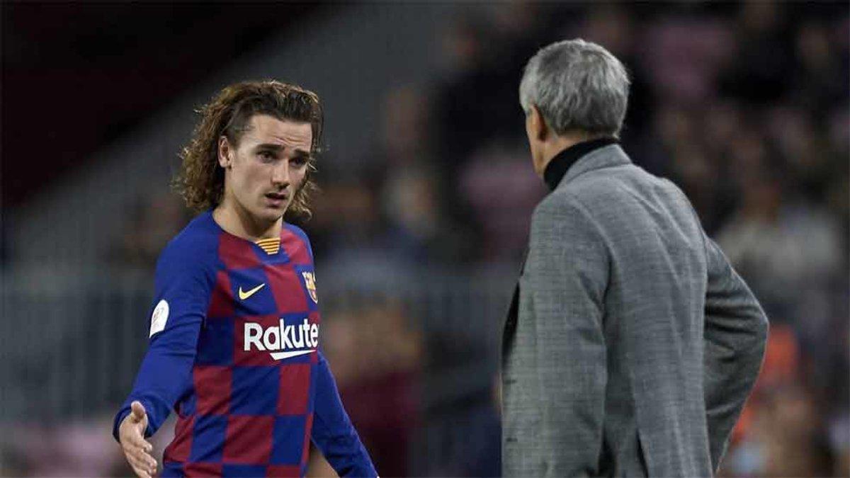 Griezmann, junto a Quique Setién