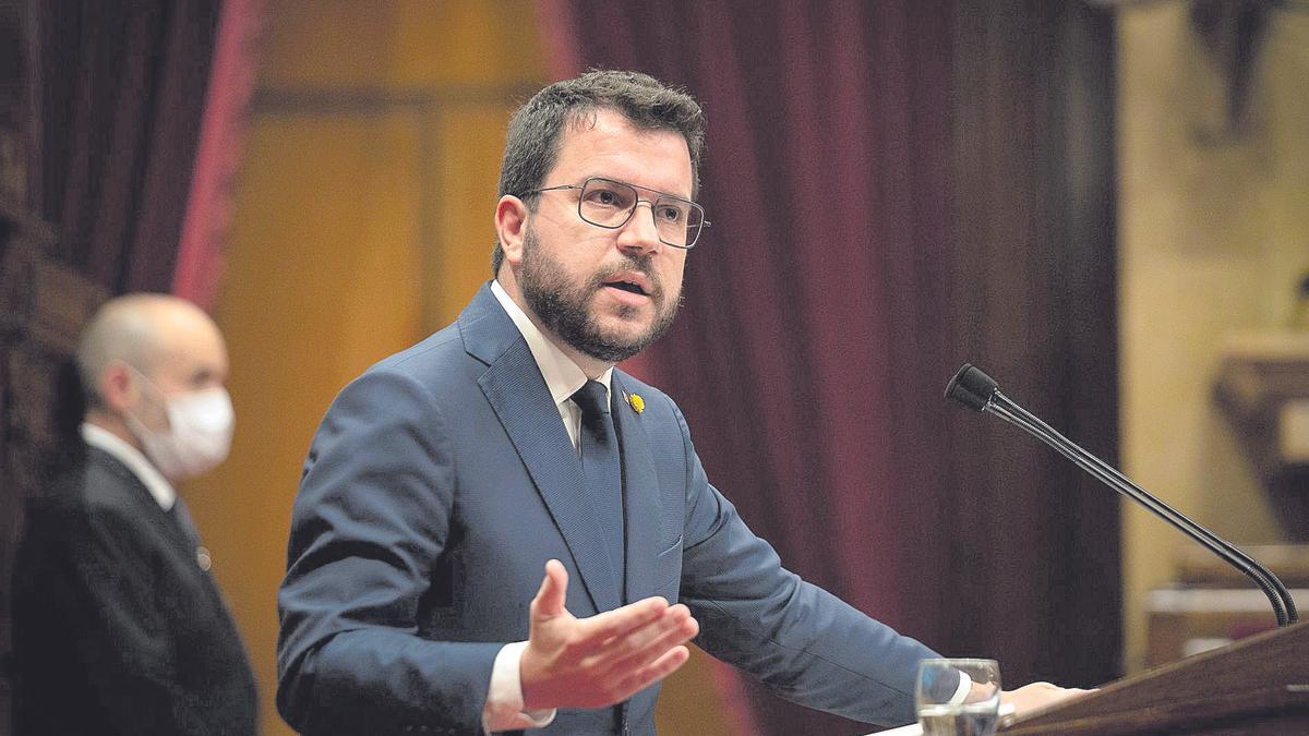 El president de la Generalitat, durant una de les seves intervencions d’ahir al Parlament