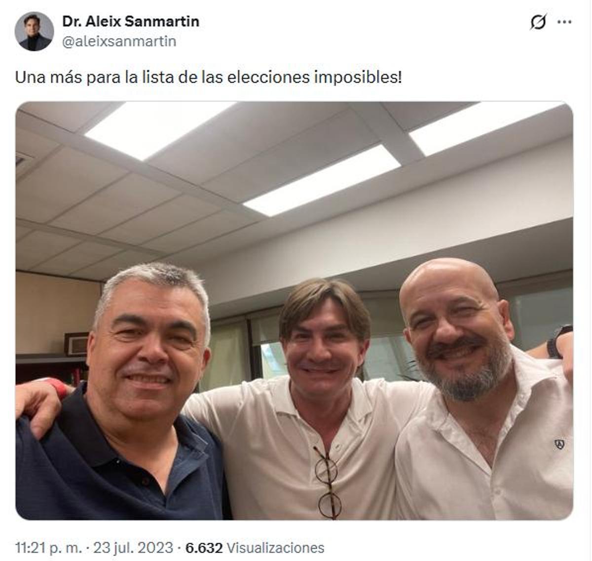 Publicación de Aleix Sanmartín, el 23 de julio de 2023, junto a Santos Cerdán: "Una más para la lista de elecciones imposibles".