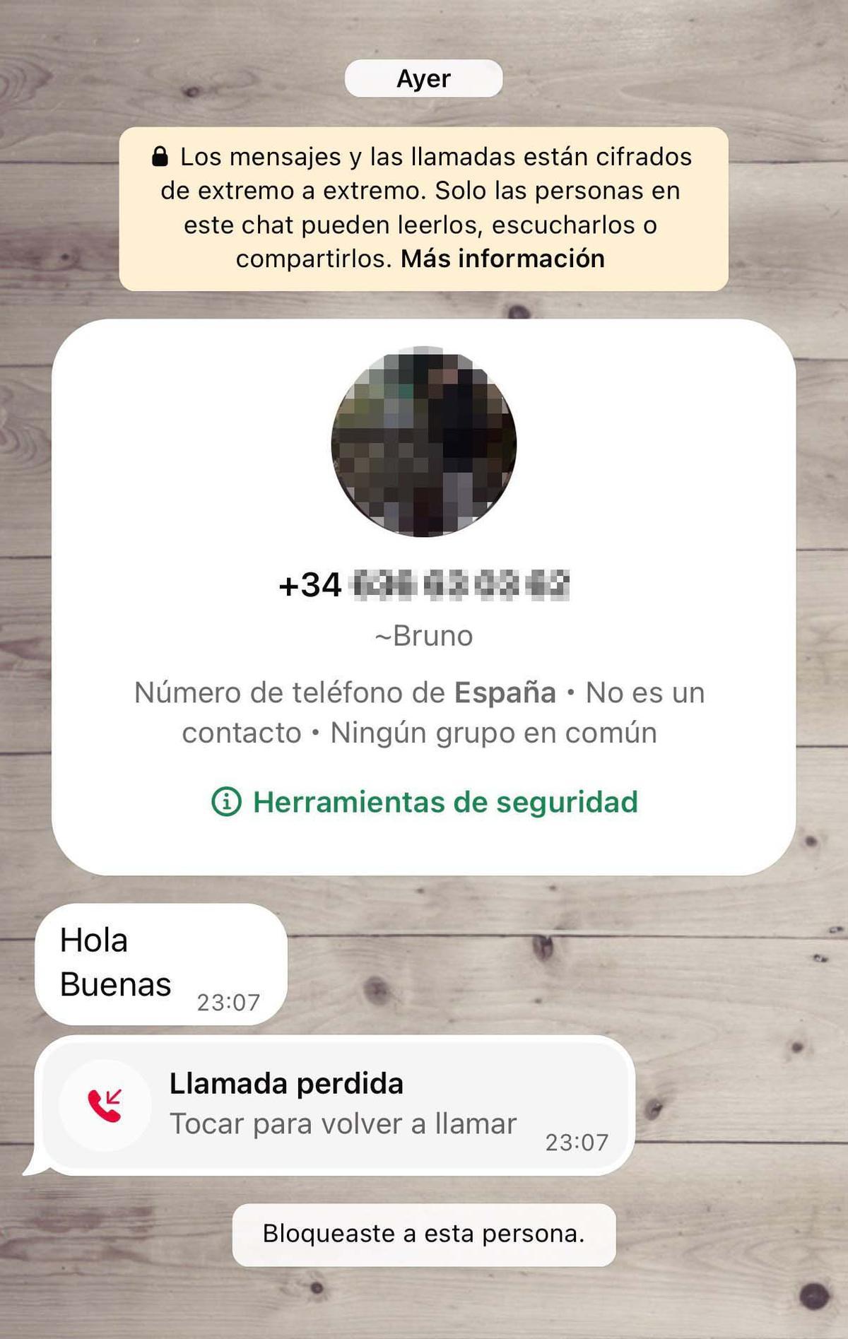 Mensaje de quien reclamaba el dinero.