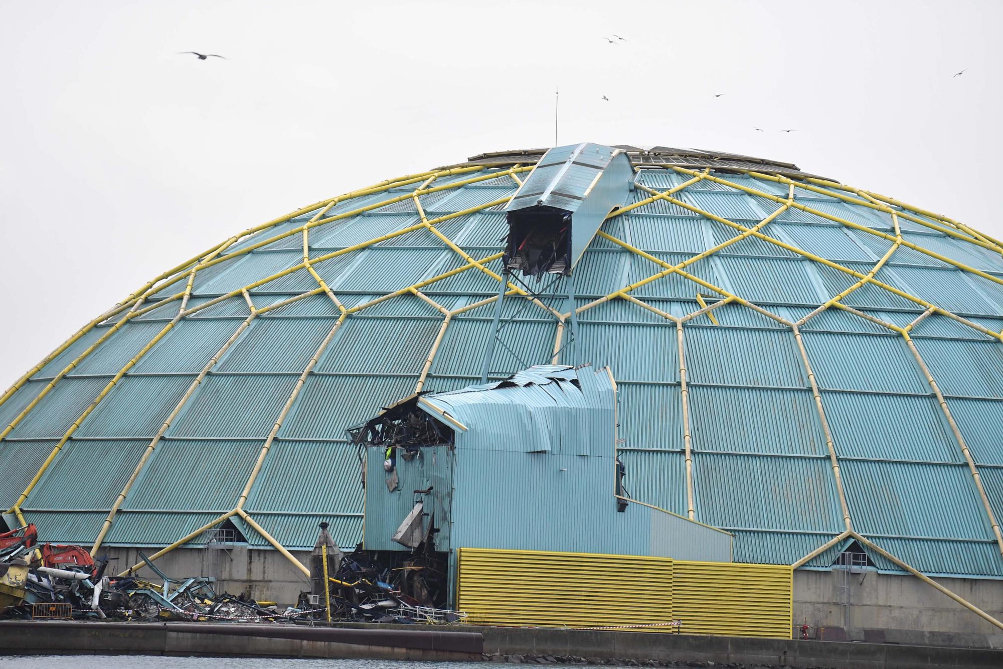 El desmontaje de la cúpula de la Medusa del puerto empieza en marzo
