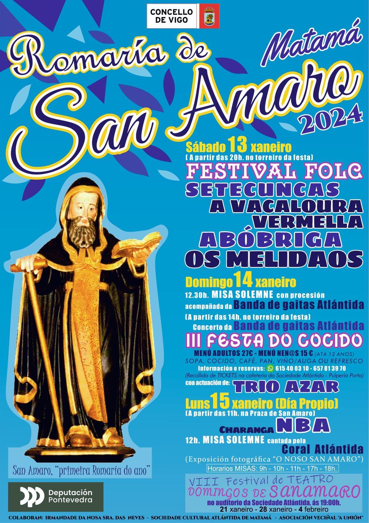 Cartel de la Festa de San Amaro 2024.