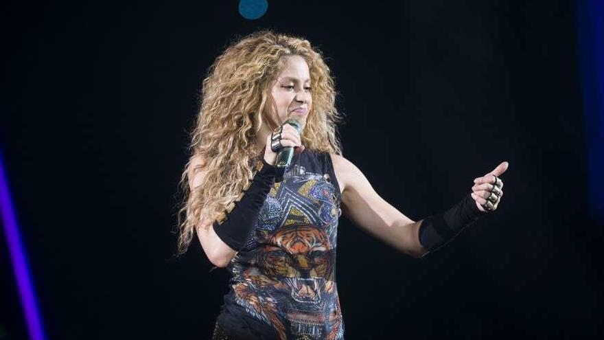 Shakira durante un concierto en A Coruña.
