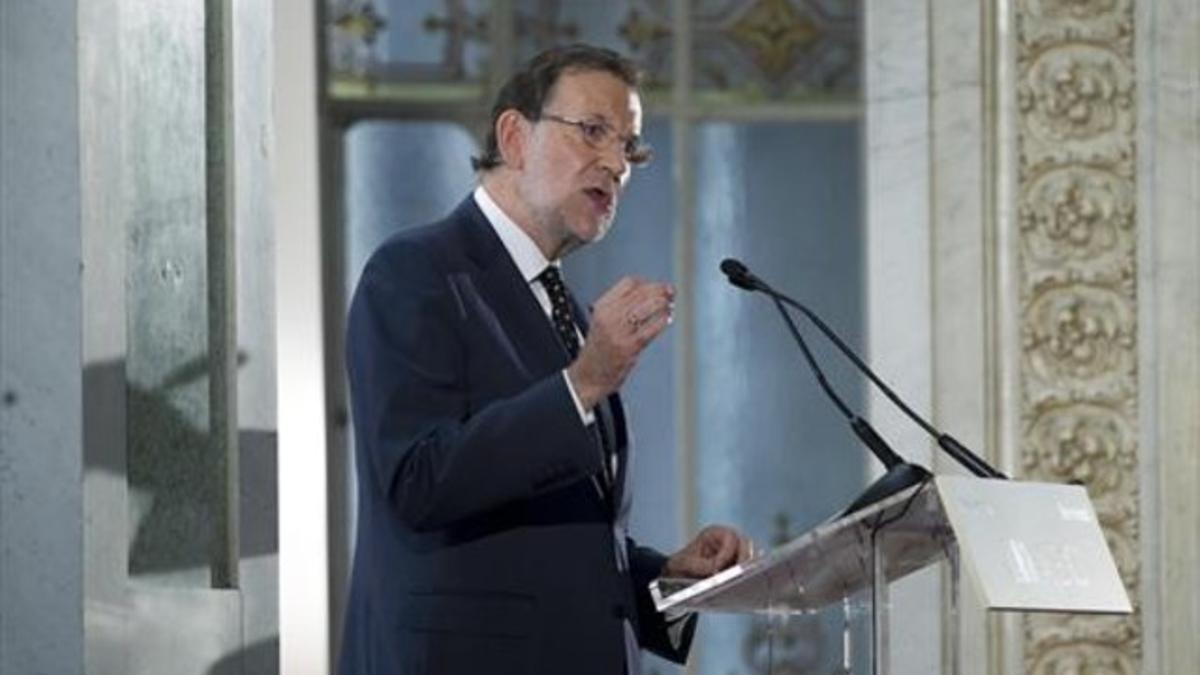 Rajoy, durante una conferencia en Madrid.