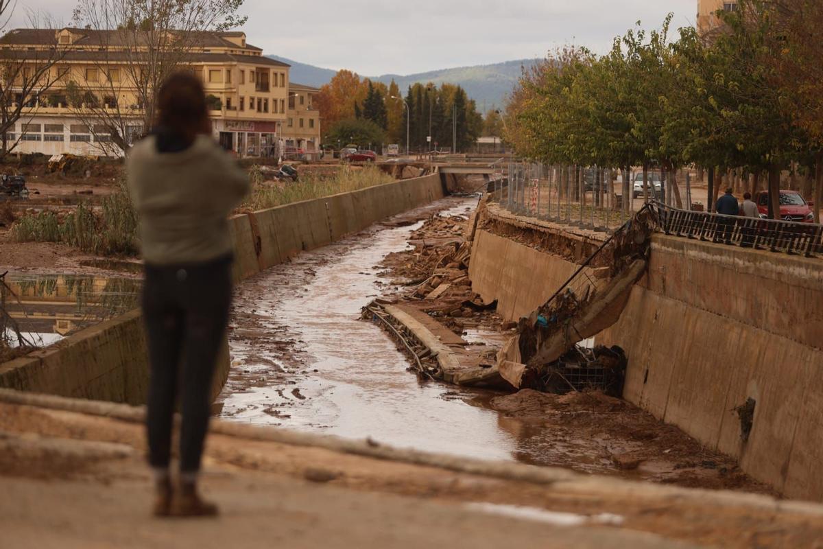 Destrozos en el cauce del río Magro en Utiel
