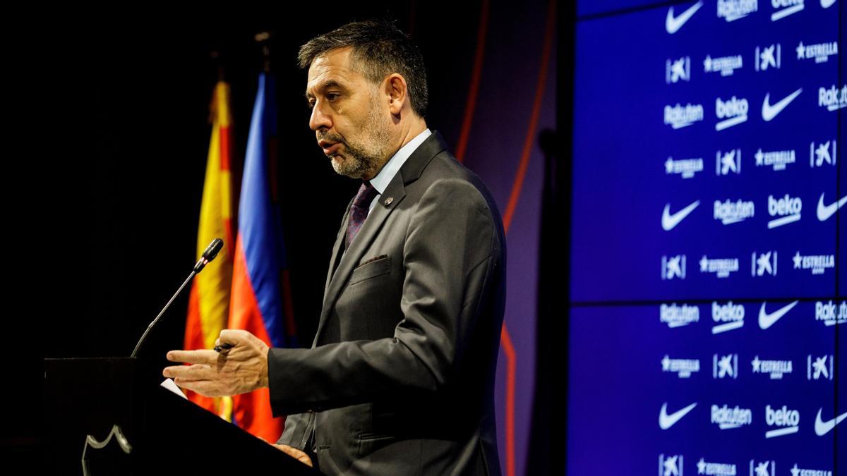 Bartomeu, en una rueda de prensa tras una junta directiva en su etapa como presidente del Barça.