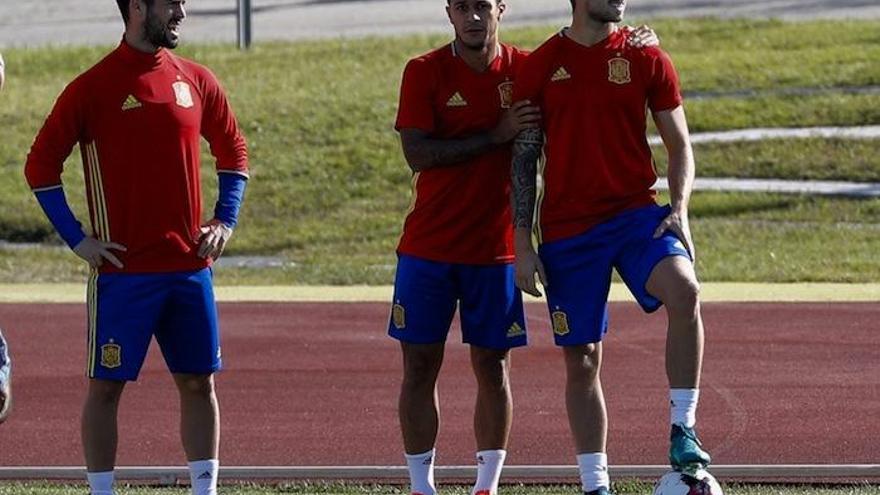 Isco Alarcón, en el entrenamiento de ayer con la selección española.