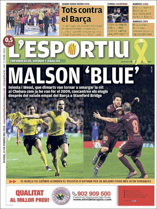 Portadas deportivas del jueves 22 de febrero