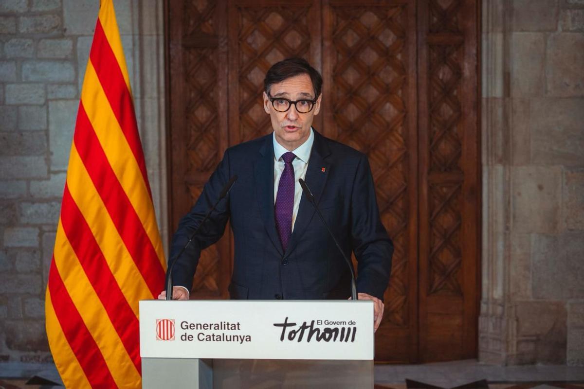 El president de la Generalitat, durant la seva declaració institucional, en tornar de la seva baixa mèdica