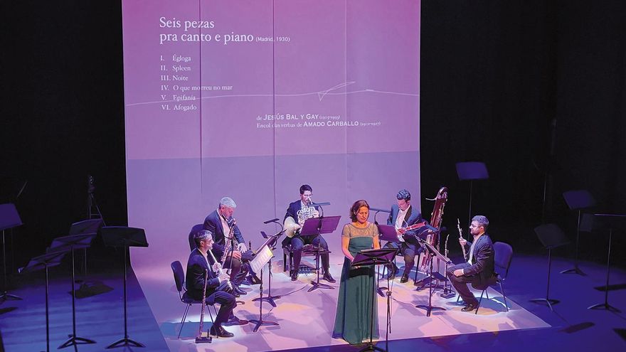 Os compoñentes do Zoar Ensemble nun momento do Concerto das Letras Galegas. Foto: CCG