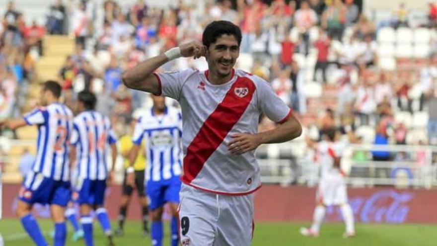 El Rayo celebra su primer gol ante el Depor.