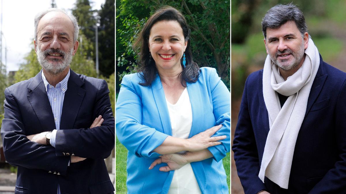 Francisco Millán Mon, Ana Miranda y Nicolás González, respectivamente eurodiputados del PPdeG, BNG y PSdeG.