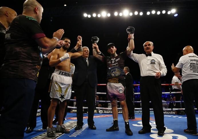 Sam Eggington celebrates after winning the fight ...