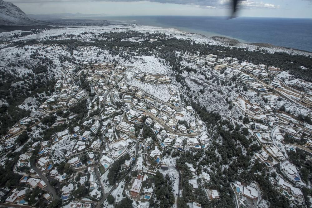 La nevada sobre La Marina, a vista de pájaro