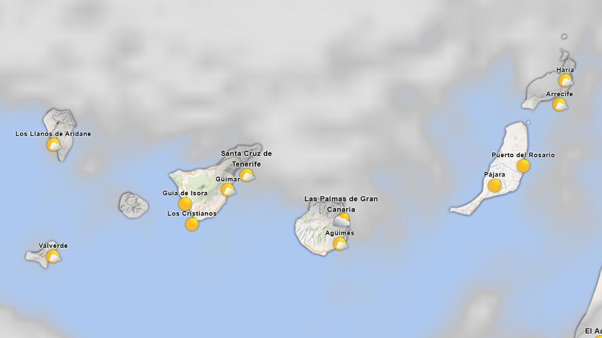 Previsión del tiempo en Canarias este martes por la mañana.