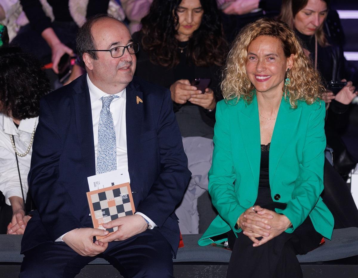 La presidenta del Congreso, Meritxell Batet, y el ministro de Cultura, Miquel Iceta.