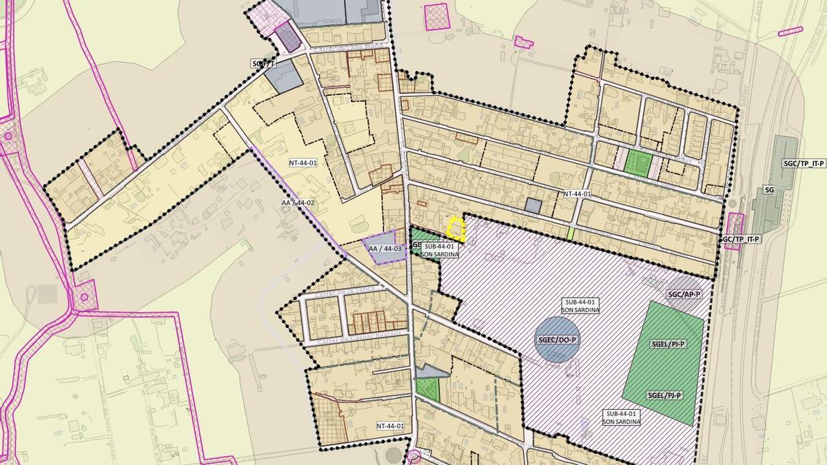 Plano de Can Simó recogido en el Plan General de Palma.