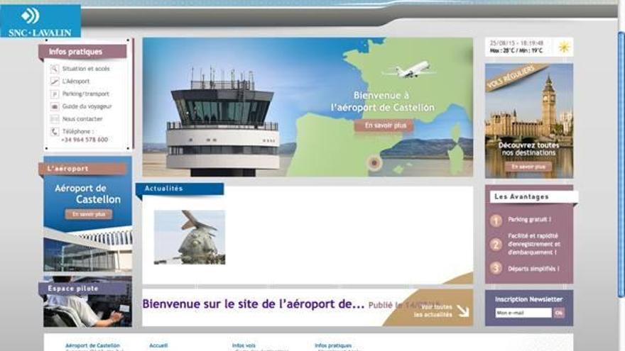 Imagen de la página web del aeropuerto de Castelló.