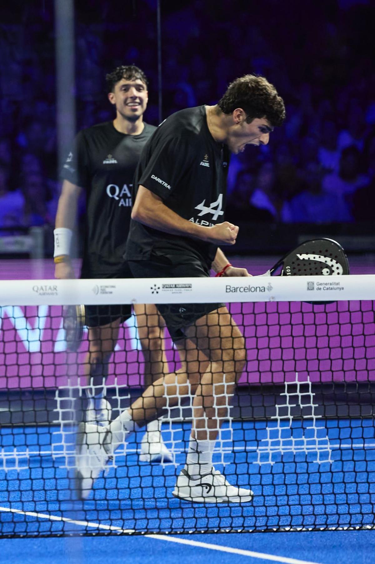 Coello celebra un punto durante la final