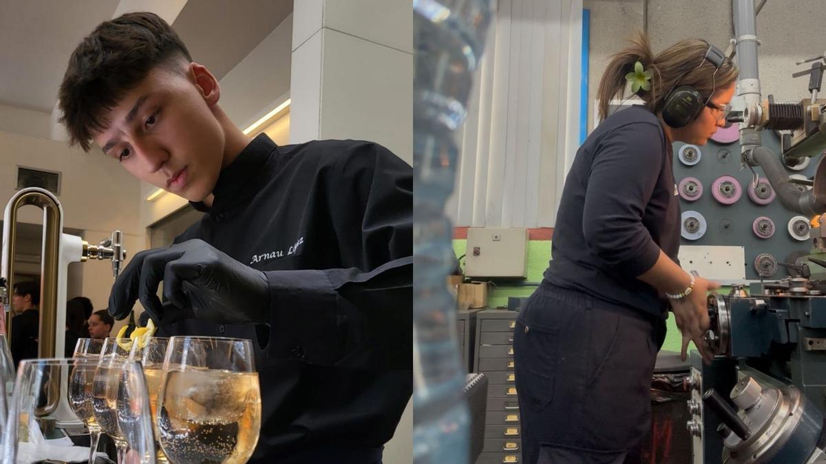Arnau López, alumne del grau superior en Direcció de Serveis en Restauració, i Janis Caicedo, alumna del grau superior de Programació de la Producció, realitzant les pràctiques de les seves respectives formacions professionals. Arnau López, alumne del grau superior en Direcció de Serveis en Restauració, i Janis Caicedo, alumna del grau superior de Programació de la Producció, realitzant les pràctiques de les seves respectives formacions professionals.