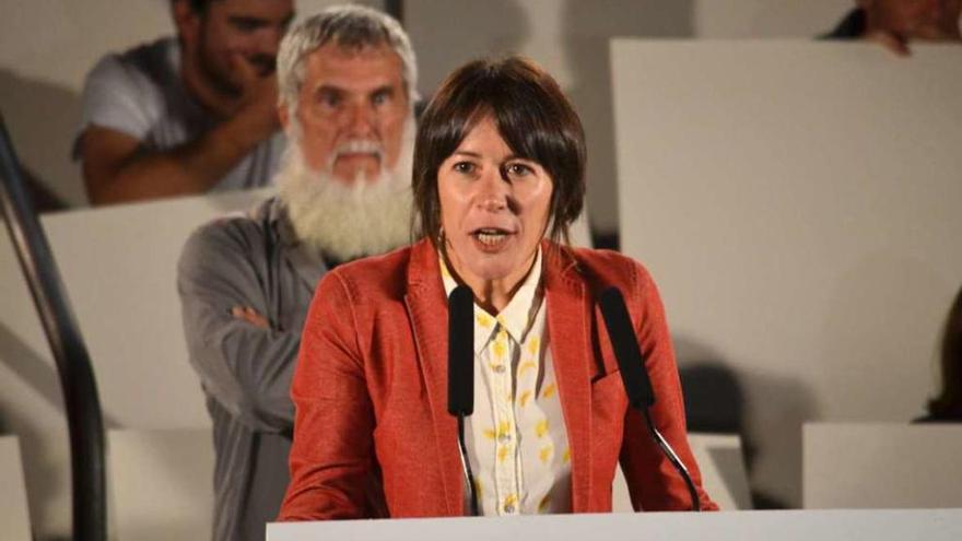Ana Pontón, ayer, durante el acto de inicio de campaña del BNG, en A Coruña.